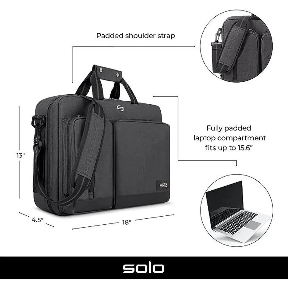 Solo New York Duane Urban Convertible Carrying Briefcase Backpack - 15.6
